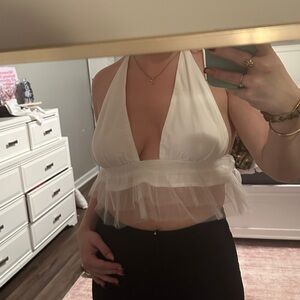 The Vintage Shop White Halter Crop Top